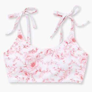 New Plus Size Floral Print Self-Tie Bikini Top